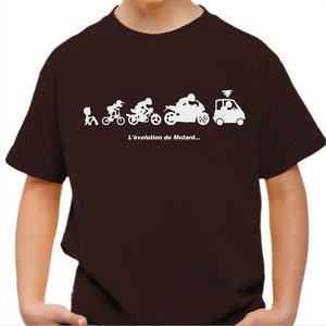 T shirt Moto Enfant - Evolution du Motard - Couleur Chocolat - Taille 4 ans