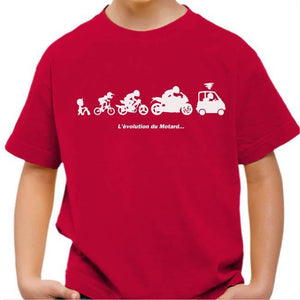 T shirt Moto Enfant - Evolution du Motard - Couleur Rouge Vif - Taille 4 ans