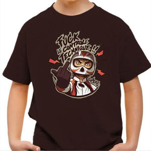 T shirt Moto Enfant - Fuck le Contrôle Technique - Couleur Chocolat - Taille 4 ans