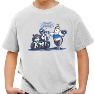 T shirt Moto Enfant - Grosse Sportive - Couleur Blanc - Taille 4 ans
