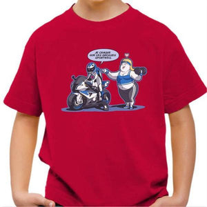 T shirt Moto Enfant - Grosse Sportive - Couleur Rouge Vif - Taille 4 ans