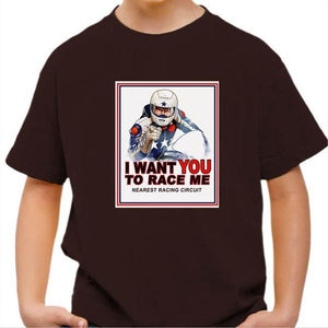 T shirt Moto Enfant - I Want You - Couleur Chocolat - Taille 4 ans
