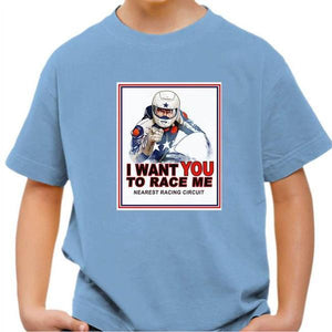 T shirt Moto Enfant - I Want You - Couleur Ciel - Taille 4 ans