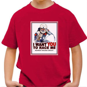 T shirt Moto Enfant - I Want You - Couleur Rouge Vif - Taille 4 ans