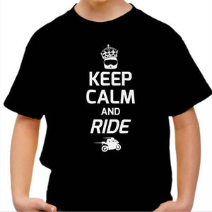 T shirt Moto Enfant - Keep Calm and Ride - Couleur Noir - Taille 4 ans
