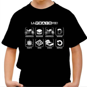T shirt Moto Enfant - La Vraie Vie - Couleur Noir - Taille 4 ans