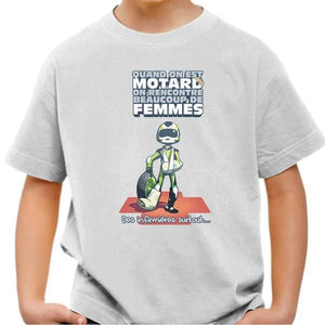 T shirt Moto Enfant - Le Motard et les Femmes - Couleur Blanc - Taille 4 ans