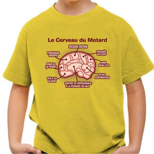T shirt Moto Enfant - Le cerveau du motard - Couleur Jaune - Taille 4 ans