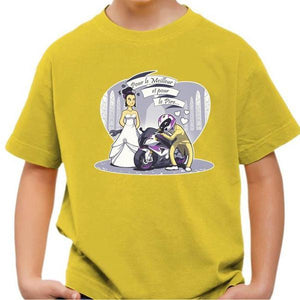 T shirt Moto Enfant - Le mariage du Motard - Couleur Jaune - Taille 4 ans