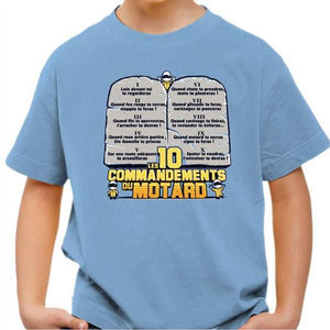 T shirt Moto Enfant - Les 10 commandements - Couleur Ciel - Taille 4 ans