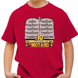 T shirt Moto Enfant - Les 10 commandements - Couleur Rouge Vif - Taille 4 ans