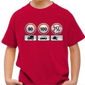 T shirt Moto Enfant - Limit 250 - Couleur Rouge Vif - Taille 4 ans
