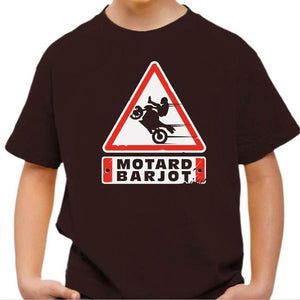 T shirt Moto Enfant - Motard Barjo - Couleur Chocolat - Taille 4 ans