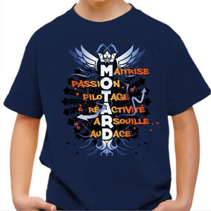 T shirt Moto Enfant - Motard - Couleur Bleu Nuit - Taille 4 ans