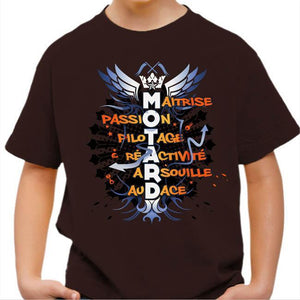 T shirt Moto Enfant - Motard - Couleur Chocolat - Taille 4 ans