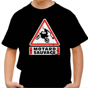 T shirt Moto Enfant - Motard Sauvage - Couleur Noir - Taille 4 ans