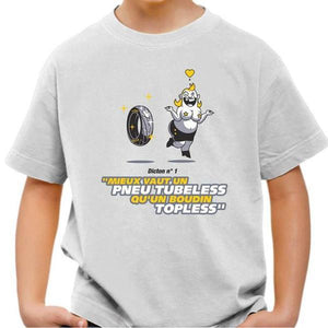 T shirt Moto Enfant - Pneu Tubeless - Couleur Blanc - Taille 4 ans