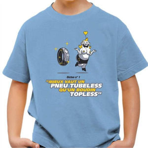 T shirt Moto Enfant - Pneu Tubeless - Couleur Ciel - Taille 4 ans