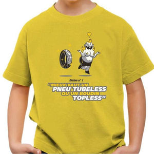 T shirt Moto Enfant - Pneu Tubeless - Couleur Jaune - Taille 4 ans