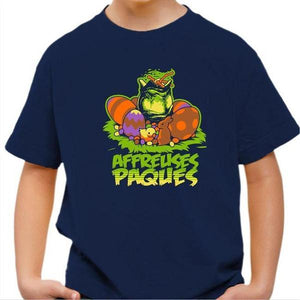 T-shirt enfant geek - Affreuses Pâques - Couleur Bleu Nuit - Taille 4 ans