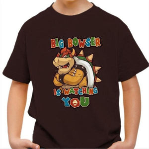 T-shirt enfant geek - Big Bowser - Couleur Chocolat - Taille 4 ans