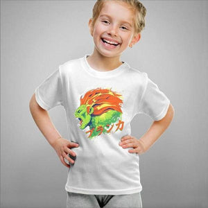 T-shirt enfant geek - Blanka Street Fighter - Couleur Blanc - Taille 4 ans