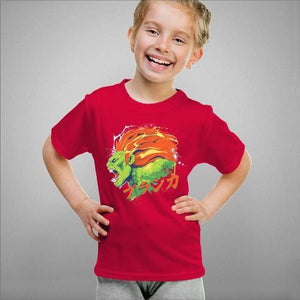 T-shirt enfant geek - Blanka Street Fighter - Couleur Rouge Vif - Taille 4 ans