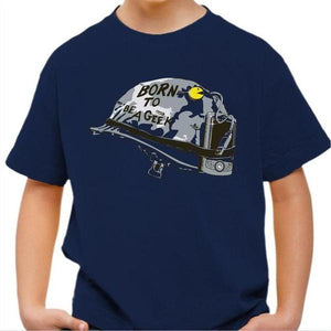 T-shirt enfant geek - Born to be a Geek - Couleur Bleu Nuit - Taille 4 ans