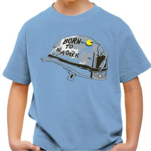 T-shirt enfant geek - Born to be a Geek - Couleur Ciel - Taille 4 ans
