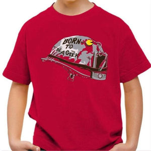 T-shirt enfant geek - Born to be a Geek - Couleur Rouge Vif - Taille 4 ans