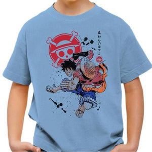 T-shirt enfant geek - Captain Luffy - Couleur Ciel - Taille 4 ans