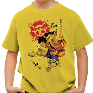 T-shirt enfant geek - Captain Luffy - Couleur Jaune - Taille 4 ans