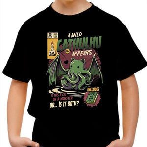 T-shirt enfant geek - Cathulhu - Couleur Noir - Taille 4 ans