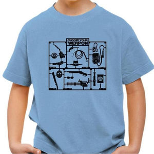 T-shirt enfant geek - Choose your weapon - Couleur Ciel - Taille 4 ans