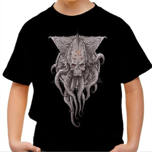 T-shirt enfant geek - Cthulhu Skull - Couleur Noir - Taille 4 ans