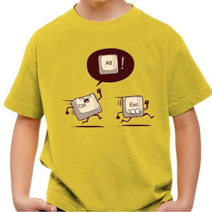 T-shirt enfant geek - Ctrl and Escape - Couleur Jaune - Taille 4 ans