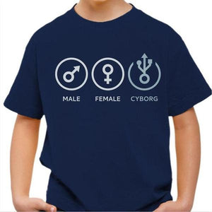 T-shirt enfant geek - Cyborg - Couleur Bleu Nuit - Taille 4 ans