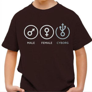 T-shirt enfant geek - Cyborg - Couleur Chocolat - Taille 4 ans