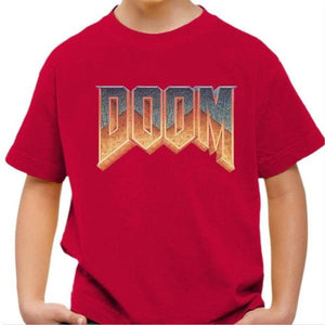 T-shirt enfant geek - DOOM Old School - Couleur Rouge Vif - Taille 4 ans