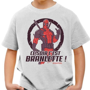 T-shirt enfant geek - Deadpool Branlette - Réplique - Couleur Blanc - Taille 4 ans