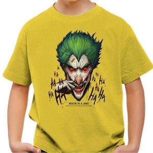 T-shirt enfant geek - Death is a joke - Couleur Jaune - Taille 4 ans