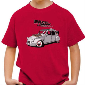 T-shirt enfant geek - Deuch' Lorean - DeLorean - Couleur Rouge Vif - Taille 4 ans