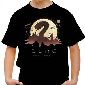 T-shirt enfant geek - Dune - Ver des Sables - Couleur Noir - Taille 4 ans