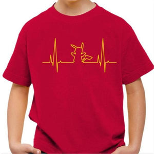 T-shirt enfant geek - Electro Pika - Pokemon - Couleur Rouge Vif - Taille 4 ans
