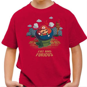 T-shirt enfant geek - Fat and Furious - Couleur Rouge Vif - Taille 4 ans
