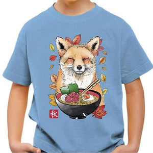T-shirt enfant geek - Fox Leaves and Ramen - Couleur Ciel - Taille 4 ans