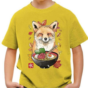 T-shirt enfant geek - Fox Leaves and Ramen - Couleur Jaune - Taille 4 ans