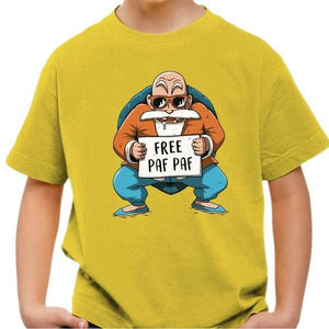T-shirt enfant geek - Free Paf Paf Tortue Géniale - Couleur Jaune - Taille 4 ans
