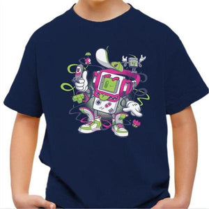 T-shirt enfant geek - Game Boy Old School - Couleur Bleu Nuit - Taille 4 ans