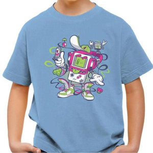 T-shirt enfant geek - Game Boy Old School - Couleur Ciel - Taille 4 ans